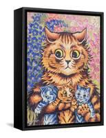 A Cat with her Kittens-Louis Wain-Framed Stretched Canvas