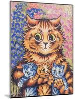 A Cat with her Kittens-Louis Wain-Mounted Giclee Print