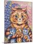 A Cat with her Kittens-Louis Wain-Mounted Giclee Print