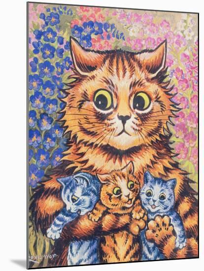 A Cat with her Kittens-Louis Wain-Mounted Giclee Print