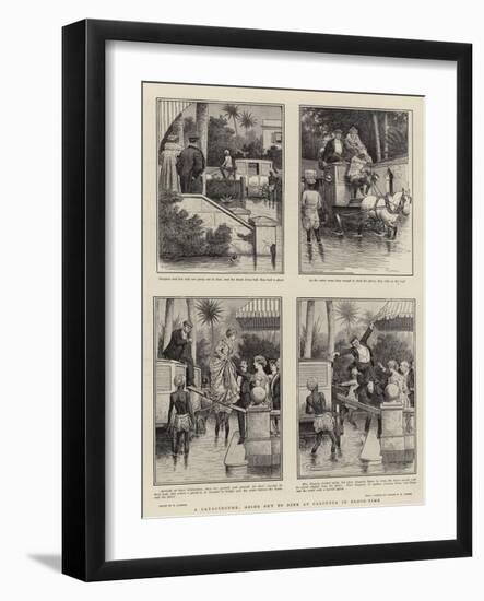 A Catastrophe, Going Out to Dine at Calcutta in Flood-Time-William Ralston-Framed Giclee Print