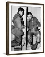 A Catholic Chaplain Hears the Confession of a Young Private after Services-null-Framed Premium Photographic Print