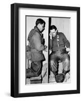 A Catholic Chaplain Hears the Confession of a Young Private after Services-null-Framed Premium Photographic Print