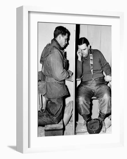 A Catholic Chaplain Hears the Confession of a Young Private after Services-null-Framed Photographic Print