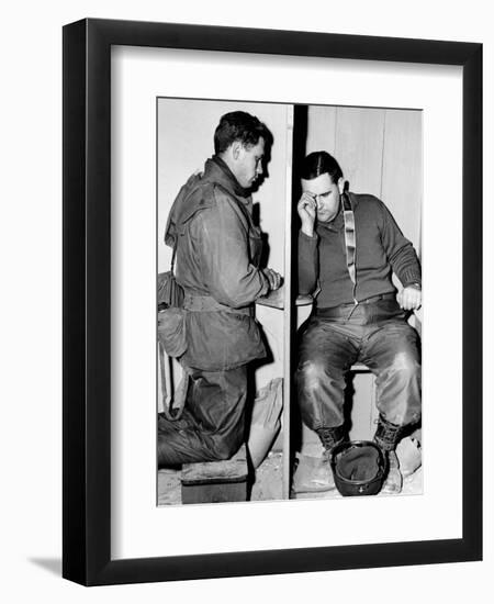 A Catholic Chaplain Hears the Confession of a Young Private after Services-null-Framed Photographic Print