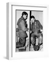 A Catholic Chaplain Hears the Confession of a Young Private after Services-null-Framed Photographic Print