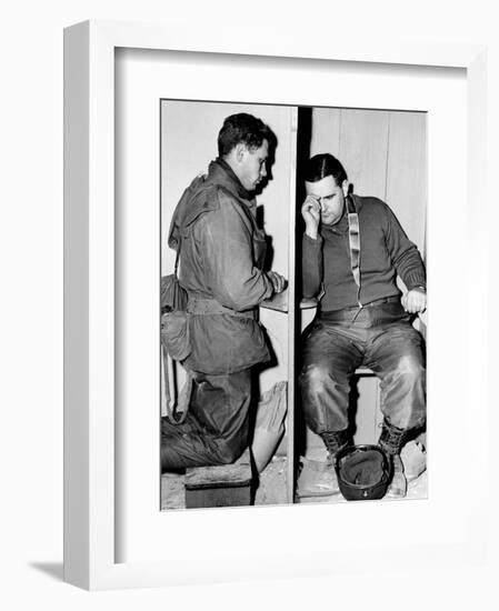 A Catholic Chaplain Hears the Confession of a Young Private after Services-null-Framed Photographic Print