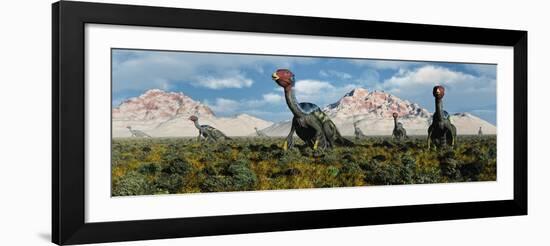 A Caudipteryx Nesting Ground from the Cretaceous Period-null-Framed Art Print