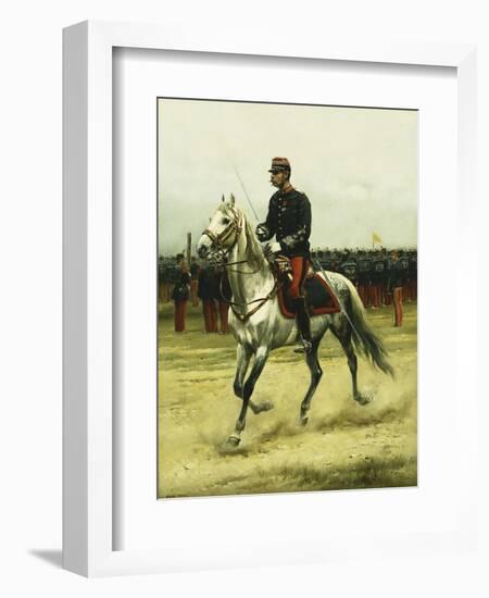 A Cavalry Officer Passing Troops, 1885-Jean-Baptiste Edouard Detaille-Framed Giclee Print