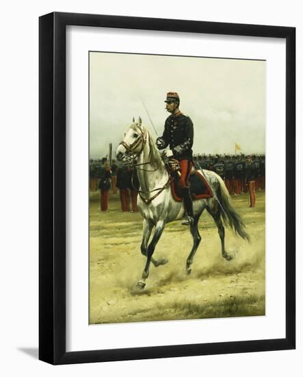 A Cavalry Officer Passing Troops, 1885-Jean-Baptiste Edouard Detaille-Framed Giclee Print