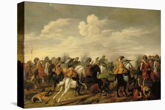 A Cavalry Skirmish in a Landscape-Palamedes Palamedesz-Stretched Canvas