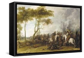 A Cavalry Skirmish-Peeter Snayers-Framed Stretched Canvas
