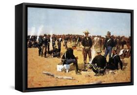 A Cavalryman's Breakfast on the Plains-Frederic Sackrider Remington-Framed Stretched Canvas