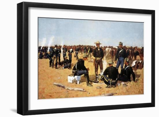 A Cavalryman's Breakfast on the Plains-Frederic Sackrider Remington-Framed Art Print