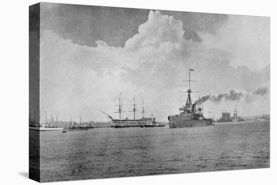 A Century Between: The Dreadnought Steaming Past the Victory, Illustration from 'The Graphic',…-English Photographer-Stretched Canvas