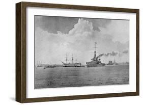 A Century Between: The Dreadnought Steaming Past the Victory, Illustration from 'The Graphic',…-English Photographer-Framed Photographic Print