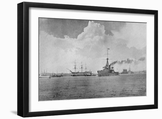 A Century Between: The Dreadnought Steaming Past the Victory, Illustration from 'The Graphic',…-English Photographer-Framed Photographic Print