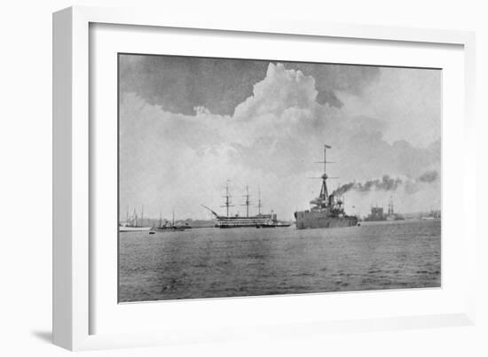 A Century Between: The Dreadnought Steaming Past the Victory, Illustration from 'The Graphic',…-English Photographer-Framed Photographic Print