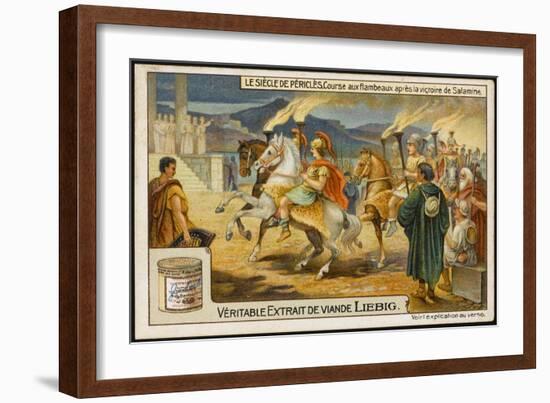 A Ceremonial Ride with Flaming Torches-null-Framed Art Print