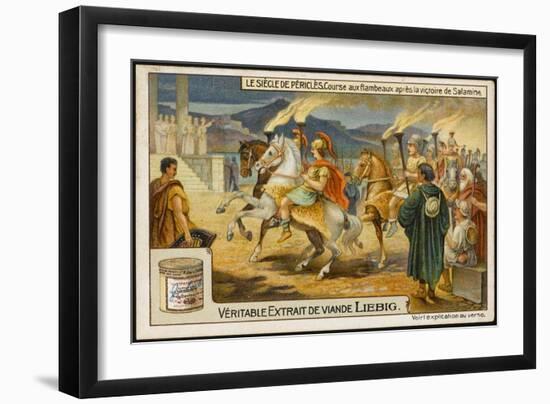 A Ceremonial Ride with Flaming Torches-null-Framed Art Print