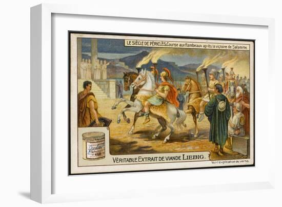 A Ceremonial Ride with Flaming Torches-null-Framed Art Print