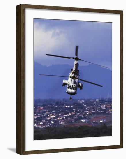 A CH-46 Sea Knight Helicopter in Flight-Stocktrek Images-Framed Photographic Print