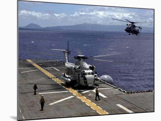 A CH-53D Sea Stallion Sits On the Flight Deck As Another Prepares-Stocktrek Images-Mounted Photographic Print
