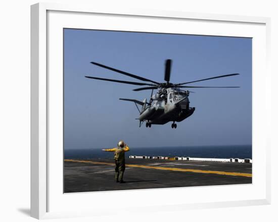 A CH-53E Super Stallion Helicopter Aboard the Amphibious Assault Ship USS Bataan-Stocktrek Images-Framed Photographic Print