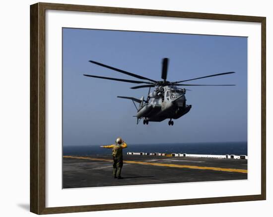 A CH-53E Super Stallion Helicopter Aboard the Amphibious Assault Ship USS Bataan-Stocktrek Images-Framed Photographic Print