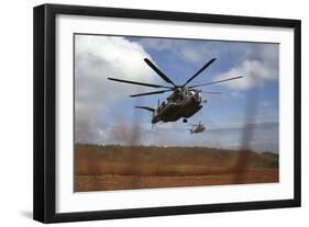 A Ch-53E Super Stallion Helicopter Lands at the Kahuku Training Area, Hawaii-null-Framed Photographic Print