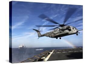 A CH-53E Super Stallion Prepares To Land On USNS Arctic-Stocktrek Images-Stretched Canvas