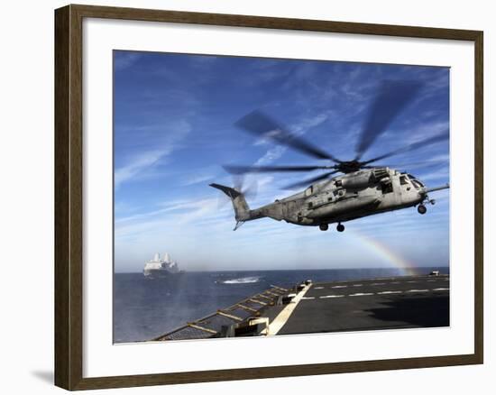 A CH-53E Super Stallion Prepares To Land On USNS Arctic-Stocktrek Images-Framed Photographic Print