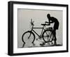 A Chadian Man Washes His Bicycle-null-Framed Premium Photographic Print