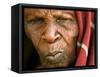 A Chadian Woman Made Homeless by Warfare Sits Near Her Hut-null-Framed Stretched Canvas