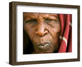 A Chadian Woman Made Homeless by Warfare Sits Near Her Hut-null-Framed Photographic Print