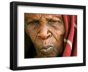A Chadian Woman Made Homeless by Warfare Sits Near Her Hut-null-Framed Photographic Print