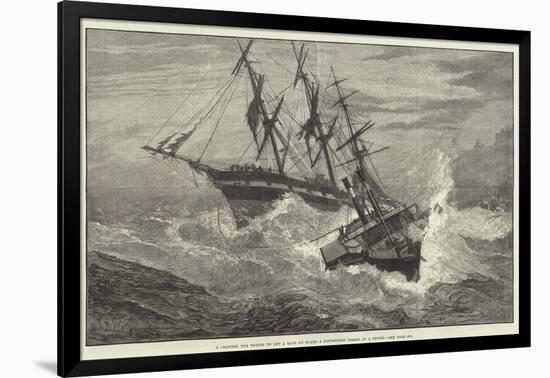 A Channel Tug Trying to Get a Rope on Board a Distressed Vessel in a Storm-null-Framed Giclee Print