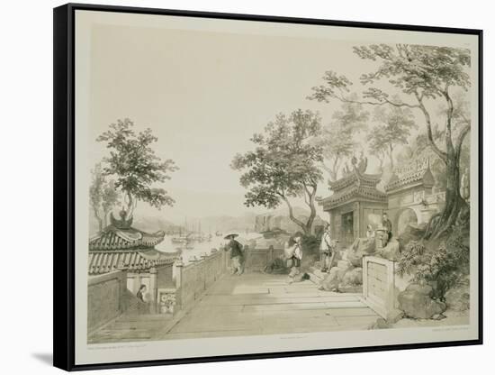 A Chapel of the Great Temple of Macao, Plate 10 from 'Sketches of China', Engraved by Eugene Ciceri-Auguste Borget-Framed Stretched Canvas