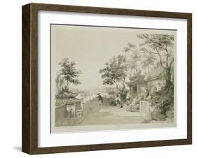 A Chapel of the Great Temple of Macao, Plate 10 from 'Sketches of China', Engraved by Eugene Ciceri-Auguste Borget-Framed Giclee Print