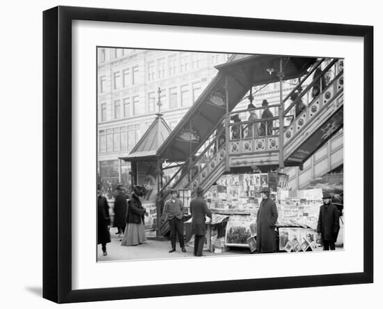 A Characteristic Sidewalk Newstand Sic, New York City-null-Framed Photo