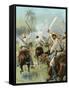 A Charge of Cuban Cavalry Armed with Machetes-Thure De Thulstrup-Framed Stretched Canvas