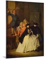 A Charlatan on a platform with Masqued Figures in the foreground-Pietro Longhi-Mounted Giclee Print