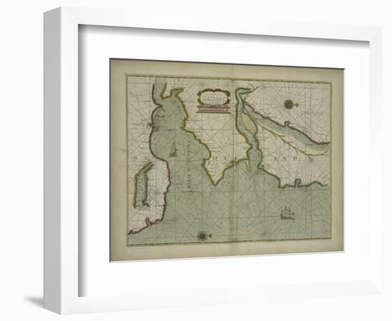 A chart of the East coast of Scotland from a sea atlas, 1707-English School-Framed Giclee Print