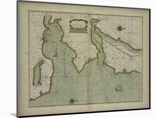 A chart of the East coast of Scotland from a sea atlas, 1707-English School-Mounted Giclee Print