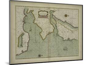 A chart of the East coast of Scotland from a sea atlas, 1707-English School-Mounted Giclee Print