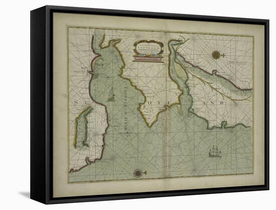 A chart of the East coast of Scotland from a sea atlas, 1707-English School-Framed Stretched Canvas