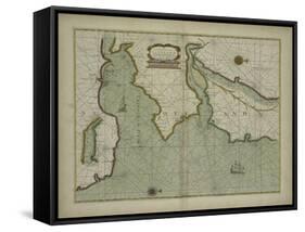 A chart of the East coast of Scotland from a sea atlas, 1707-English School-Framed Stretched Canvas