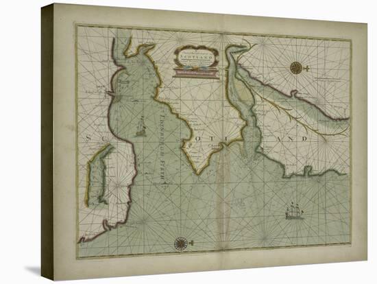 A chart of the East coast of Scotland from a sea atlas, 1707-English School-Stretched Canvas