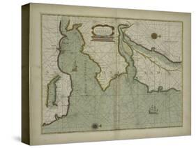 A chart of the East coast of Scotland from a sea atlas, 1707-English School-Stretched Canvas