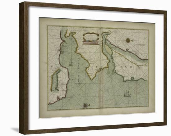 A chart of the East coast of Scotland from a sea atlas, 1707-English School-Framed Giclee Print